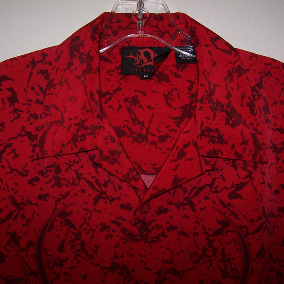 DRAGONFLY CLOTHING CO. RED FLAMED CAMP SHIRT S3243 - Picture 2 of 7